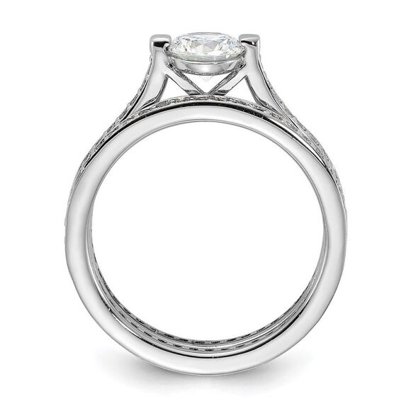 Kazi Luxury Sterling Silver Rhodium-plated CZ Eternity Engaget Ring and Band Set - Picture 2 of 6